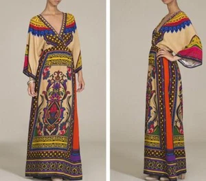 Women Traditional African Print Party Dresses V-neck Beach Long Dress - Picture 1 of 6