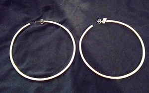 3" Sterlingsilber, dünne Röhre Creolen. - Bild 1 von 3