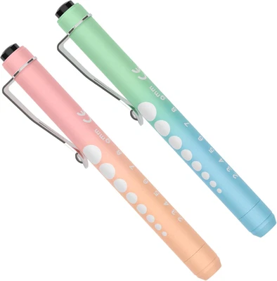 Paquete de 2 luces de pluma para enfermeras, luz médica reutilizable con medidor de pupila y regla, Foto 1 de 4