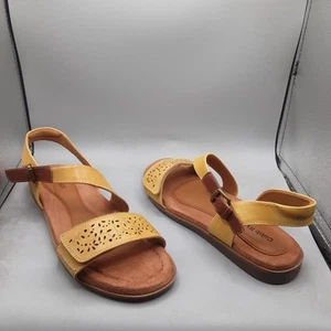 Cobb Hill Zion 2 Piece Sandals Women's 9M Yellow Brown Strappy A51 - Picture 1 of 9