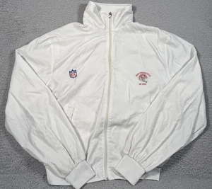 San Francisco 49ers Windbreaker Jacket Womens Large Logo 7 White Lightweight - Picture 1 of 12