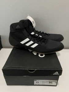 Adidas HVC Wrestling MMA Mens Size 15 Black White AQ3325 New In Box - Picture 1 of 5