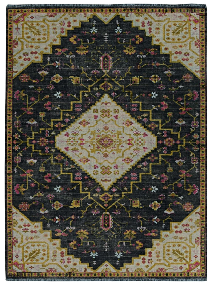 Linon Logan Gazia Polyester 3' X 5' Accent Rug in Black and Ivory - Image 1 of 4