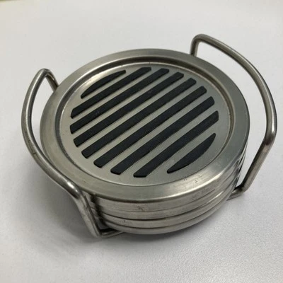 Juego de 4 Posavasos Acero Inoxidable Cepillado Negro InterDesign Foto 1 de 3