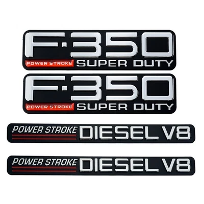 Kits de 4 piezas emblema de placa de puerta de guardabarros para camioneta F350 Powerstroke Superduty V8 Foto 1 de 2