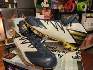 NUEVO Botines de fútbol americano para hombre talla 17 ADIDAS blanco dorado azul marco rápido AQ7034 - Imagen 1 de 12
