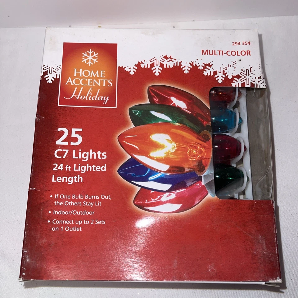 Multicolor Transparent C7 25 Ct String Lights Parties Holidays Camp RV