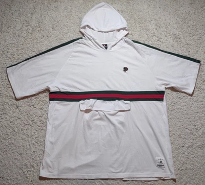 SouthPole Hooded Shirt Mens 4XB White Striped Short Sleeve Hoodie Kangaroo Pouch - Image 1 of 4