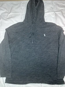 Polo Ralph Lauren Manga Larga Con Capucha Ligero Pullover Hombres XL Negro Gris - Imagen 1 de 7