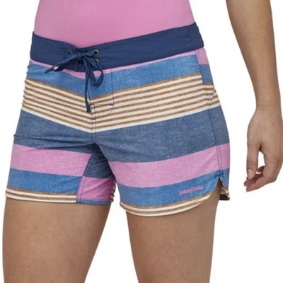 Patagonia | Boardshorts para mujer Wavefarer 5" en rosa/azul a rayas Fitz - talla 8 Foto 1 de 4