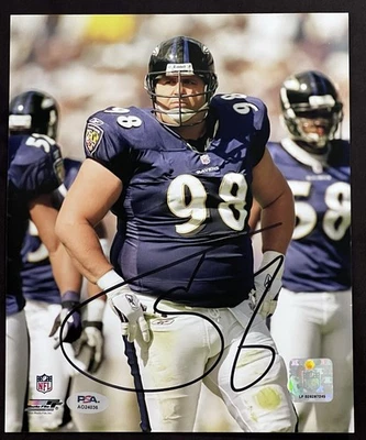 Tony Siragusa PSA Signed  8x10 Photo Baltimore Ravens Colts COA PITT Deceased - Image 1 of 2