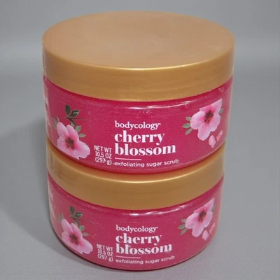 Lote de 2 exfoliantes de azúcar exfoliantes de flor de cerezo Bodycology 10,5 oz cada uno nuevo (x2) Foto 1 de 4