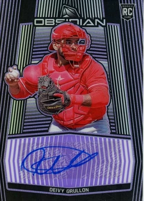 2020 Chronicles Obsidian Electric Etch Purple /75 Deivy Grullon Rookie Auto RC - Image 1 of 2