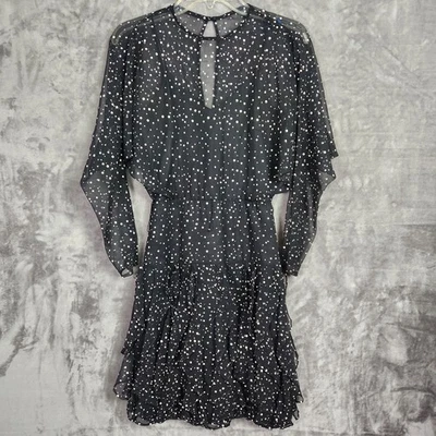 Vestido De Colección Betsy & Adam Para Mujer 0/XS Negro Blanco Lunares Niveles Capricho Fiesta Foto 1 de 4