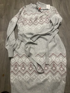 Vestido suéter cinturón gris marca Lucky talla L nuevo con etiquetas - Imagen 1 de 3