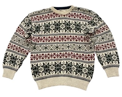 Vtg Fieldmaster Sweater Mens Large Fair Isle Snowflake Pullover Crewneck USA 90s - Image 1 of 4