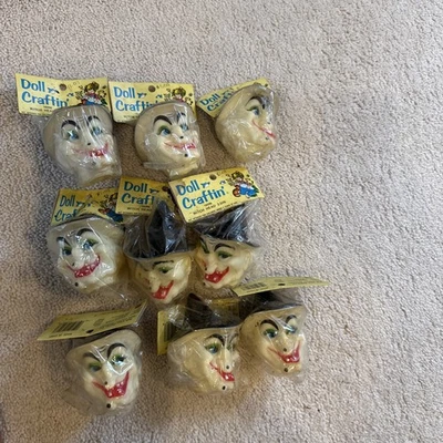 Vintage 3.5” Scary Warty Bald Witch Head #160 Mangelsen’s Lot Of 9 NOS - Image 1 of 4