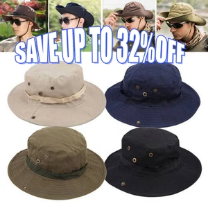 Outdoor Men Camo Sun Hat Bucket Cargo Safari Bush Boonie Summer Fishing Hats Cap - Picture 1 of 17