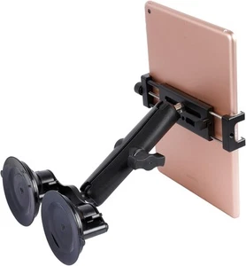 Aluminum Tablet Holder with Dual Suction Cup Base for Car/Boat Black - Afbeelding 1 van 5