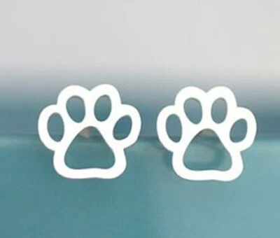 Ohrstecker Edelstahl Pfote Pfötchen Hund Katze  Tatze offen  silber  #Pf3 - Bild 1 von 2