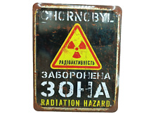 Warning sign Radiation Dangerous to enter Stop wall sign Chornobyl metal Vintage