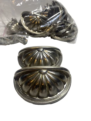 19 Belwith KBC Satin Chrome Scalloped Fan Cup Pull Cabinet Knobs - 3 1/2" - Image 1 of 4