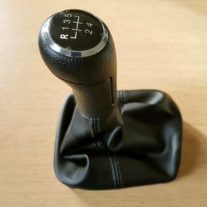 Pomo Palanca + Funda Cuero 5 Velocidades para VW POLO 9N 9N3 2002-2009 - Picture 1 of 2