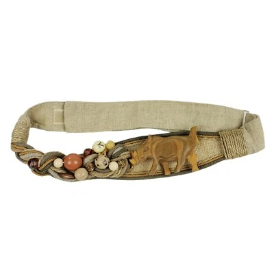 Carolyn Tanner Vintage Cuentas Trenzado Yute Tela Madera Jabalí Ajustable Usado en Excelente Condición Foto 1 de 4