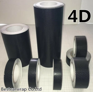 Black 4D glossy carbon fiber Vinyl Wrap Tape Film Sticker for Car Furniture DIY - Bild 1 von 8