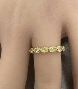 18K Yellow Gold 3.01 Natural Oval Fancy Yellow Diamond Eternity Band Ring - Picture 1 of 7