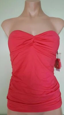 Tankini Calvin Klein Coral Twist Frontal Bandeau Talla S Foto 1 de 3