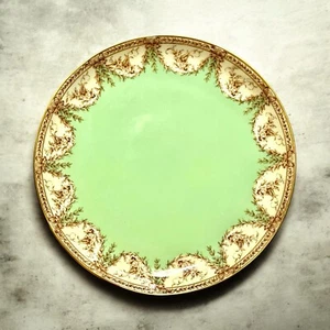 Early Royal Worcester 4551 Transferware Plate Green And Brown 9 inch - Picture 1 of 6