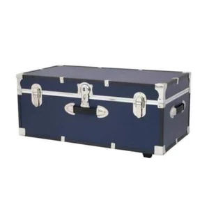 30" Footlocker Wheeled Trunk with Push-Button Key Lock Dorm Campers Storage Blue - Picture 1 of 7