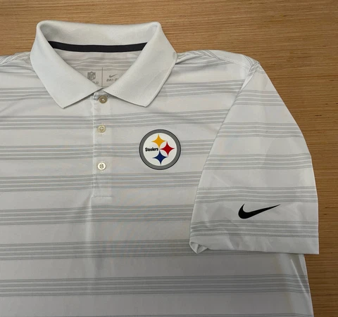 Men’s Nike Dri-Fit Pittsburgh Steelers Polo Golf Shirt Size Adult Medium White Cover