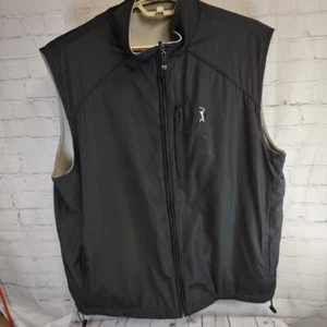 PGA Tour Men's L Black Reversible Sleeveless Full Zip Vest Jacket Fleece Lining - Picture 1 of 11