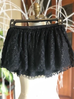 Juicy Couture Falda Corta Hinchada Encaje Negro/Plateado Talla S Foto 1 de 4