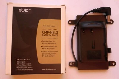 Placa de bateria Elvid CMP-NEL3 nova em folha para uso NIKON EN-EL3e com monitores Elvid - Imagem 1 de 3