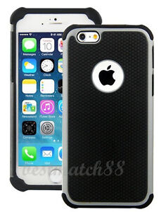 pour iPhone 6 4,7 pouces téléphone gris noir triple couche rugueux hybride dur étui souple
