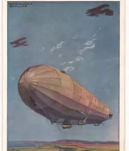 GERMANY Art ZEPPELIN *Hansa* WW1 Postcard FIGHTER AEROPLANE Escort Un MA2105 - Picture 1 of 10