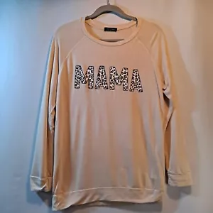 Zutter MAMA Sweatshirt Tan With Mama Cheetah Print Size S - Picture 1 of 8