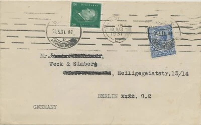 GB 1931 George V 2½d on superb REDIRECTED cover from MANCHESTER to BERLIN, RR!! - Image 1 of 4