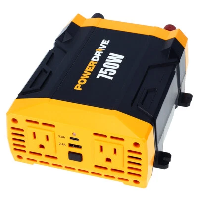 750 Watt Power Inverter DC 12v to 110v AC Car Converter with 2 USB Ports 2 AC Ou - Image 1 of 4