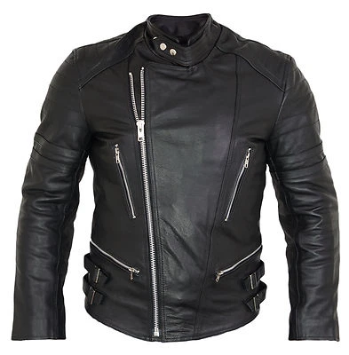 MDM Retro Lederjacke Motorrad Motorradjacke 80´s Oldschool Protektoren Herren Biker