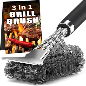 Grill Brush with Scraper, 18" Adjustable Handle, BBQ Brush for Grill Cleaning - Picture 1 of 12