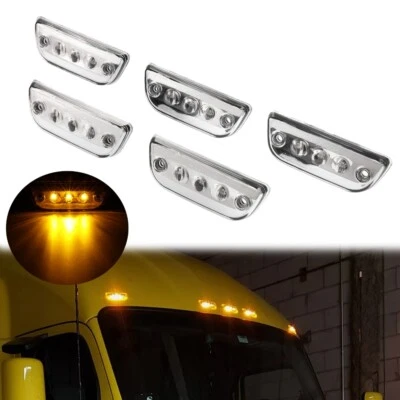Luces marcadoras LED ámbar de techo 5 piezas para Kenworth T680 T770 T880 2015-2020 Foto 1 de 4