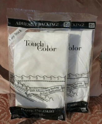 Plastic Tableskirts 29" By 14' Creative Converting White NEW X2 "Free Shipping" - Image 1 of 2