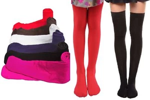 Pack 6 or 12 Girl's Thick Tights Knee High School Socks Winter Fall No Show - Picture 1 of 21