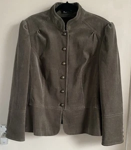 BHS Khaki Military Style Cord Corduroy Jacket Fully Lined Brass Buttons UK 20 - Picture 1 of 9