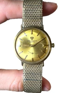 ✨Vintage 1960s 14k Solid Yellow Gold Jules Jurgensen 1740 Men’s Wrist Watch 33mm - Picture 1 of 16