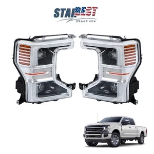 Factory Left+Right For Ford F250 F350 2020-2022 Chrome LED Headlights Headlamps - Picture 1 of 14